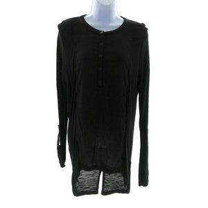 Mason Coupe Women's Black Long Sleeve Button Up High Low Top Size Medium